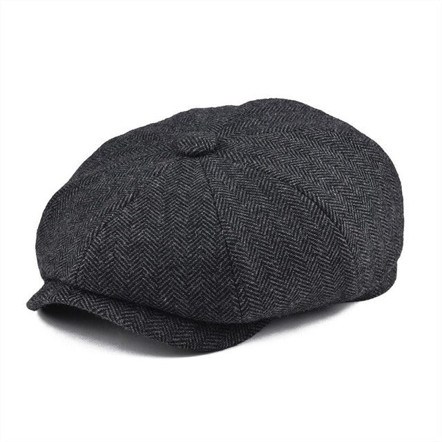 British Retro Peaky Blinder Octagonal Cap - Black - Hat