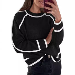 Women's Sweater Round Neck Multicolor Pullover Knitting