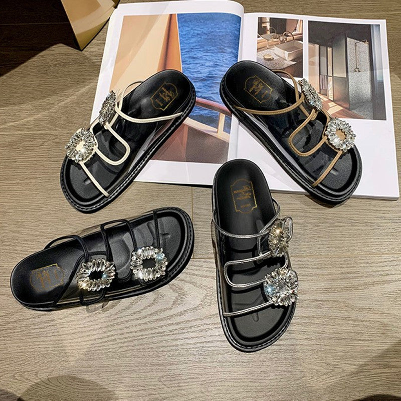 Women's Thick Bottom Flat Sandals For Summer Outer Wear