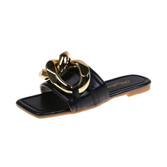 Net Red Metal Chain Sandals For Women's Outer Wear