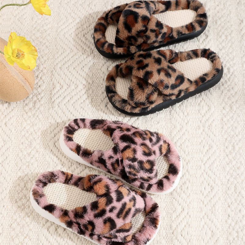 Women's Flat Linen Fluffy Slippers
