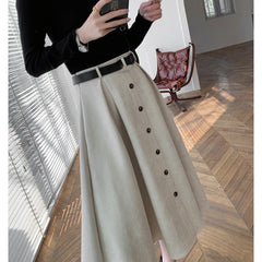 Women's Versatile High-waisted Crotch-covering Thin A-line Umbrella Skirt