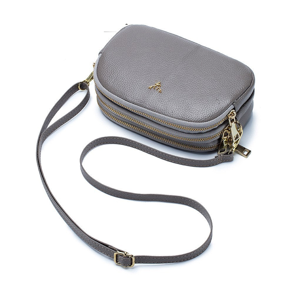 Leather cross-body mini bag - Grey - Clothing