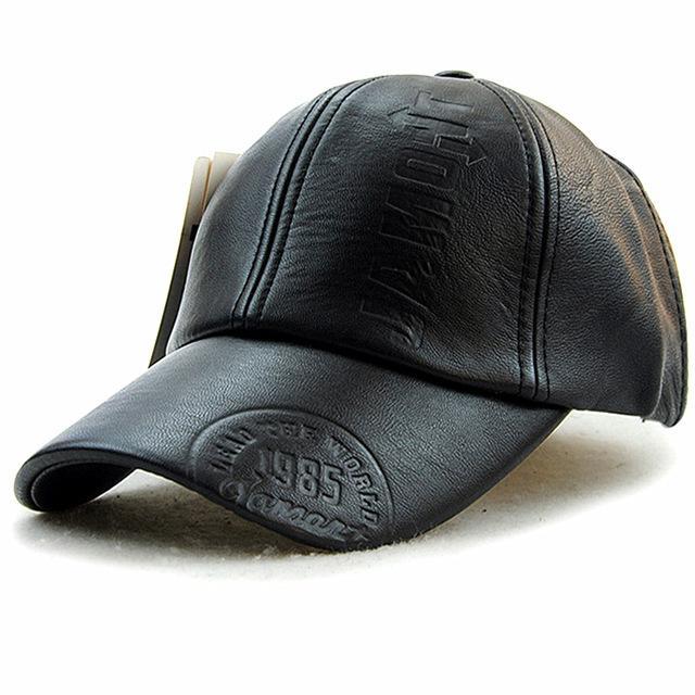 Men's Winter PU Leather Baseball Cap – Vintage British Street Style Military Peaked Trucker Hat, Warm Sports Design