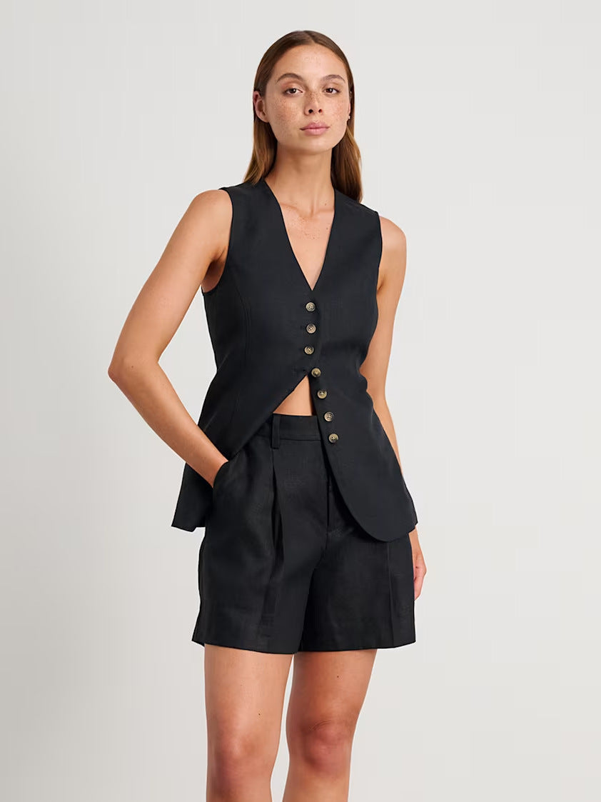 Cotton Linen Shorts Commuter Vest Shorts Suit