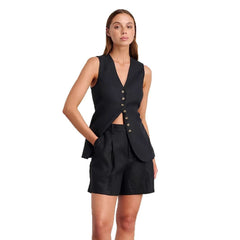 Cotton Linen Shorts Commuter Vest Shorts Suit