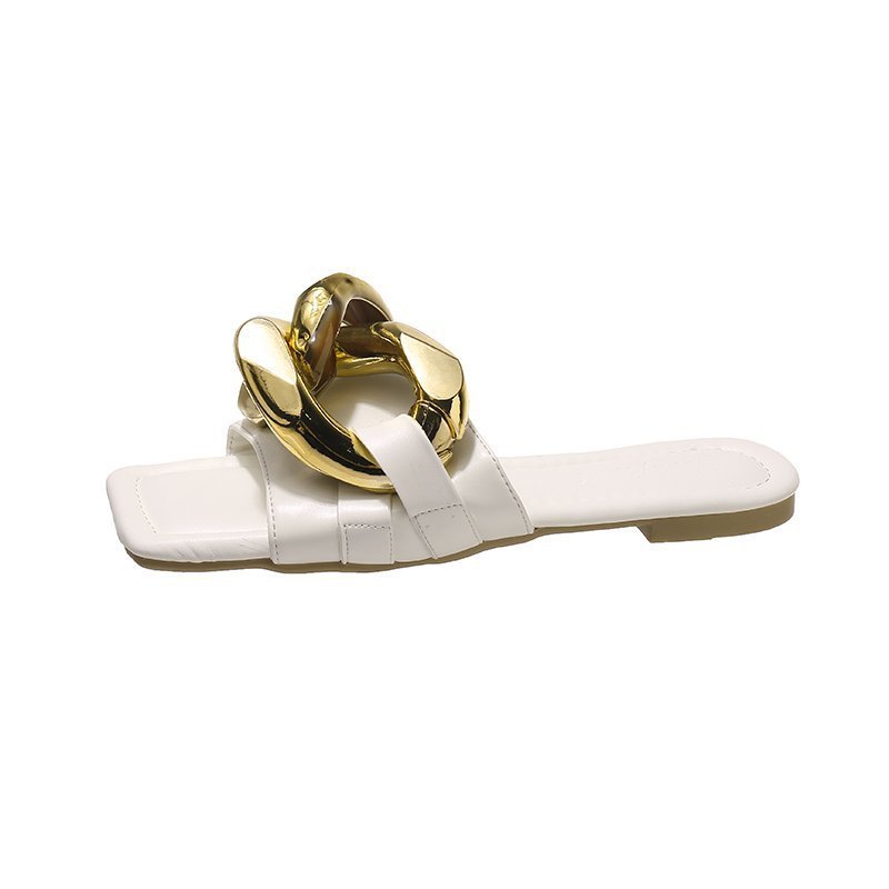 Flat-bottomed Candy Color Metal Chain Sandals
