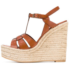 White Brown Black PU Hemp Rope Ladies Shoes