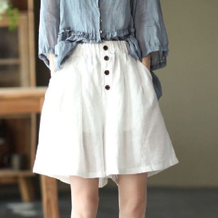 New Women's Literature Retro Cotton Linen Casual Loose Shorts