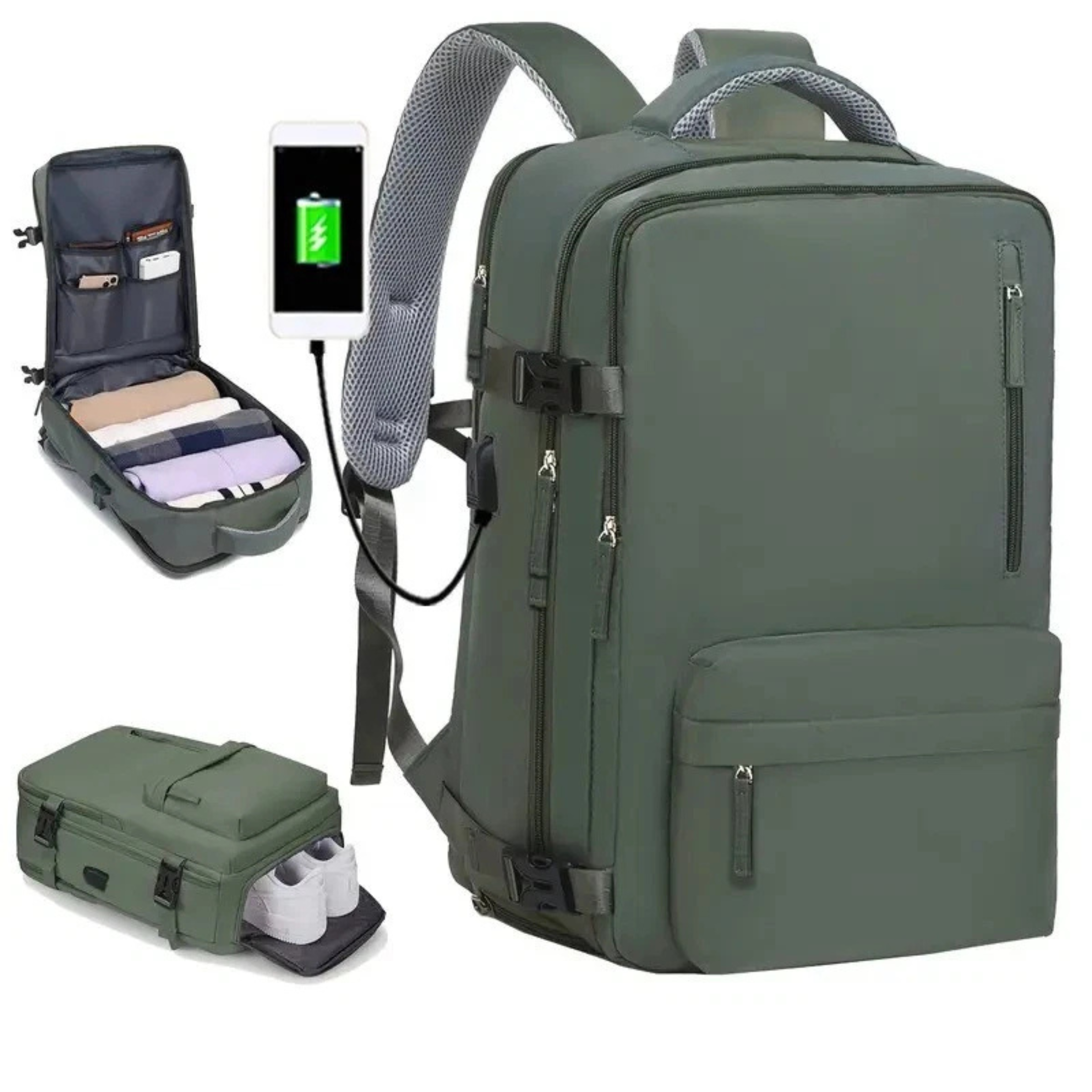 Men’s Travel Backpack – Airline Approved Carry-On with Laptop & Shoe Compartment