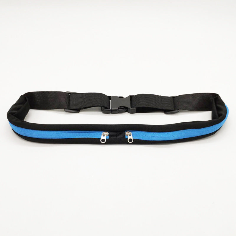 Sports Waist Bag With Double Pocket Slim Zip Running Phone Belt Bags - Blue / 3.2WidthOrdinaryZipper - Clothing