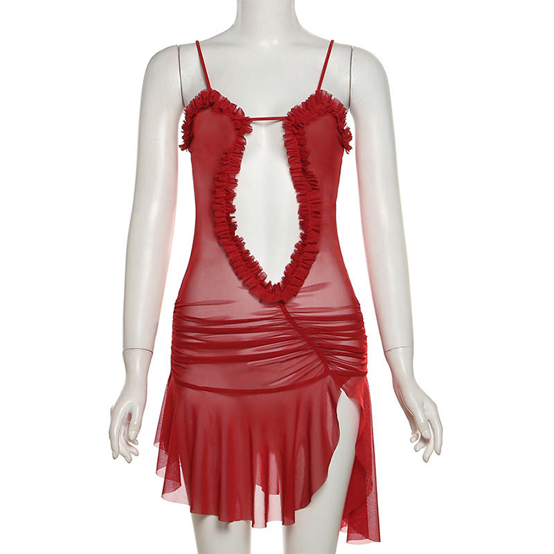 Fashion Women's Halter Backless Printing Slim-fit Lace Up Dress