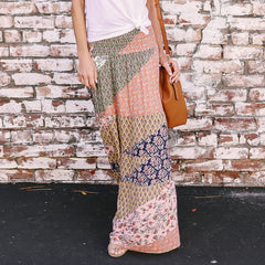 Loose fashion print high waist skirt