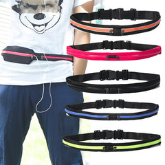 Sports Waist Bag With Double Pocket Slim Zip Running Phone Belt Bags - Clothing