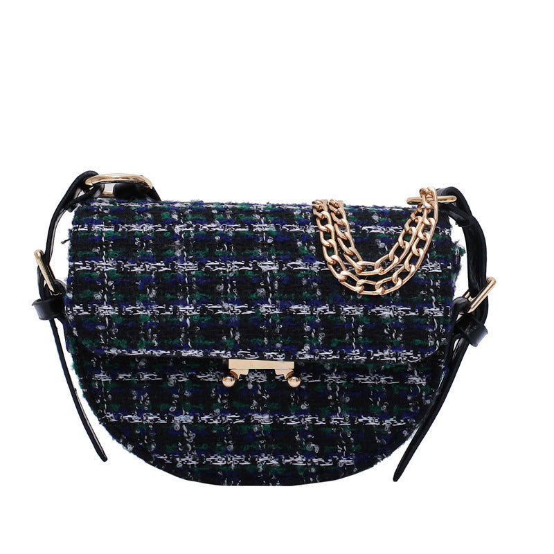 Checked shoulder bag - Green - Clothing