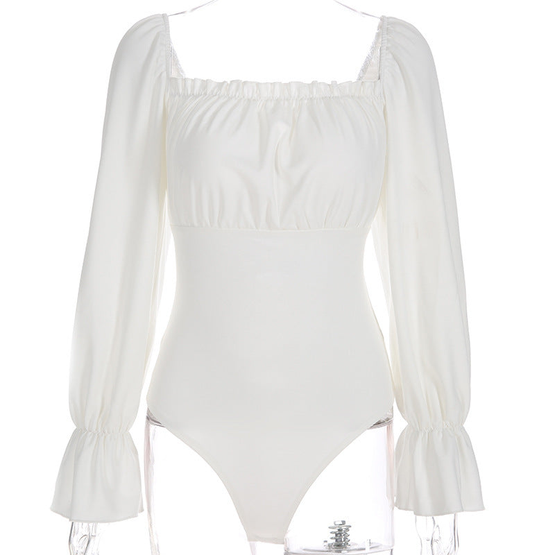 Square Neck Princess Sleeve Body Shaper Long Sleeve