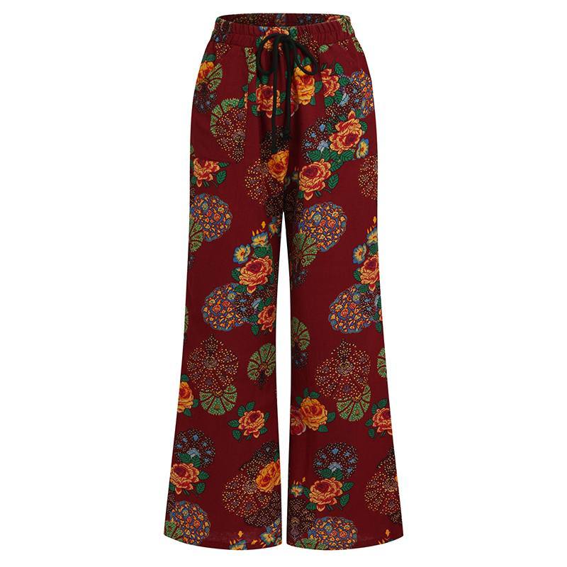 Women's High Waist Wide Leg Pants Multicolor Printed Big Feet