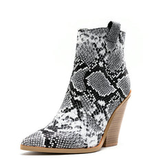 Ladies Fashion Catwalk Snake-print Stone-print Boots Cotton Shoes