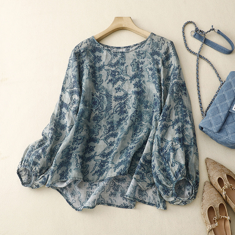 New Retro Digital Printing Top For Women