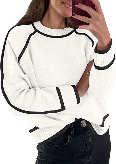 Women's Sweater Round Neck Multicolor Pullover Knitting