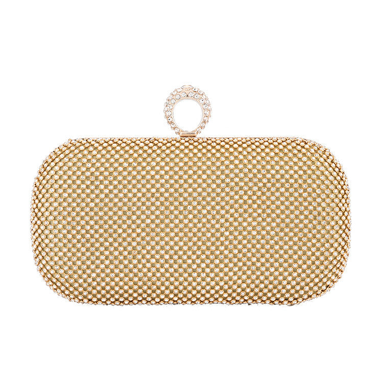 Evening Clutch Bags Diamond-Studded Evening Bag With Chain Shoulder Bag - Gold - Clothing