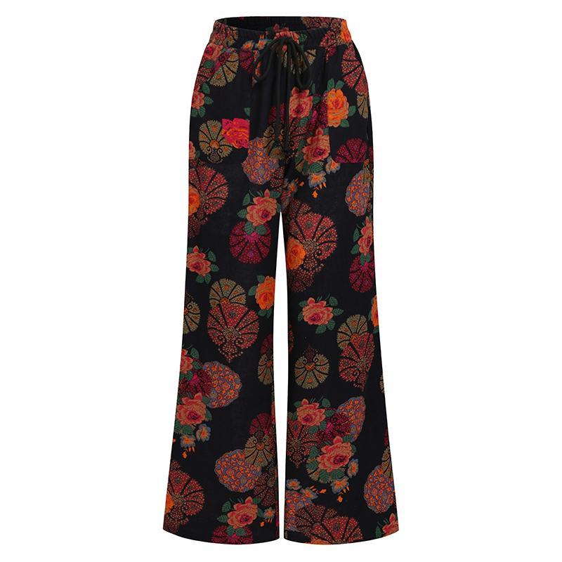 Women's High Waist Wide Leg Pants Multicolor Printed Big Feet
