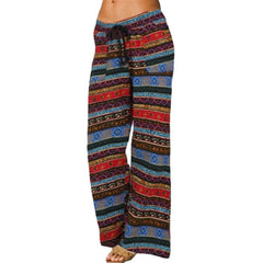 Women's High Waist Wide Leg Pants Multicolor Printed Big Feet