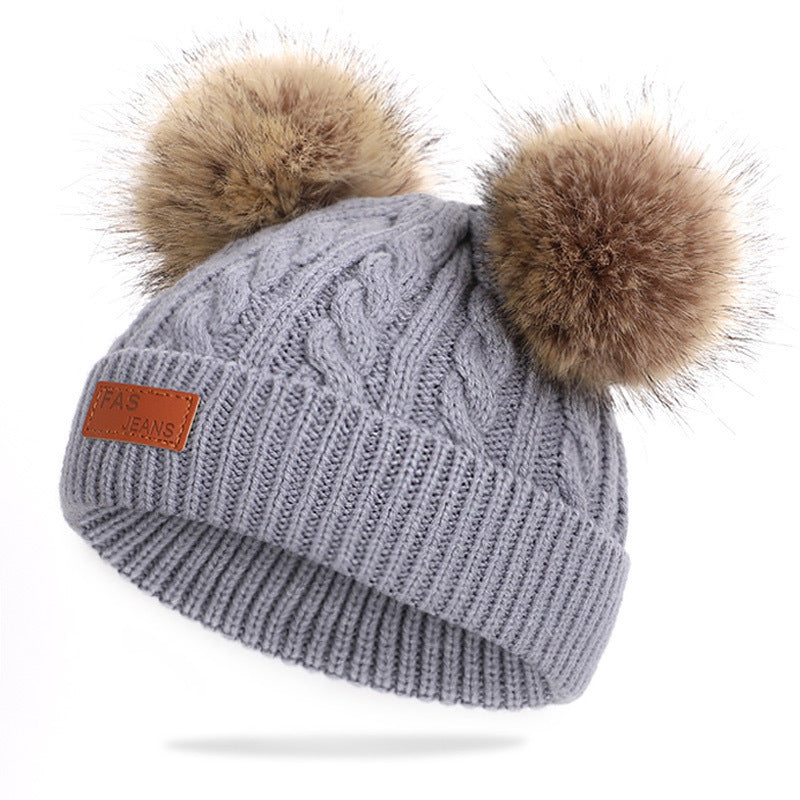 New children’s autumn and winter hat and scarf set - Grey / E - Hat