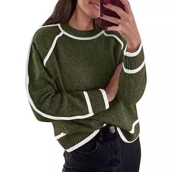 Women's Sweater Round Neck Multicolor Pullover Knitting