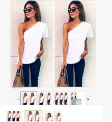 Women's One-shoulder White T-shirt