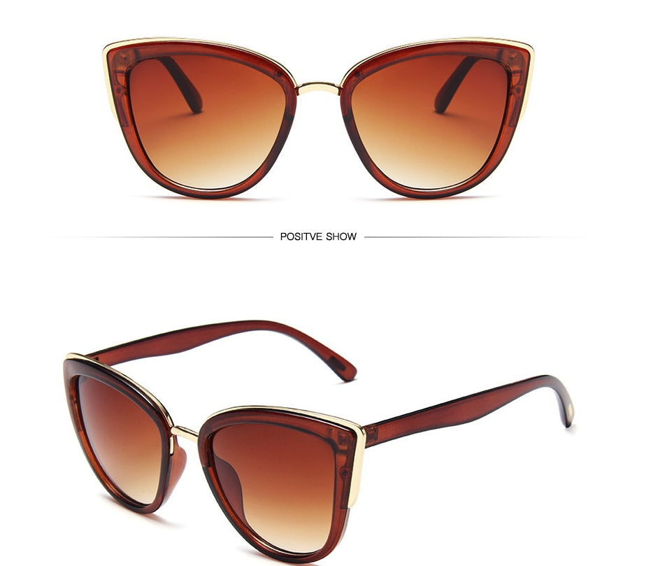 Women's Cat Eye Sunglasses – Leopard Print or Black Gradient Fashion Shades