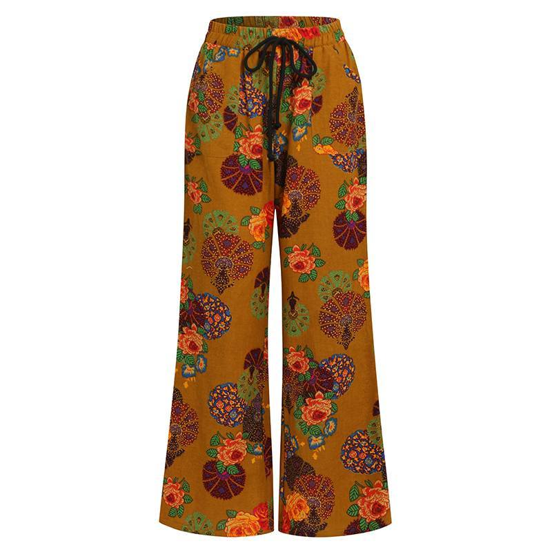 Women's High Waist Wide Leg Pants Multicolor Printed Big Feet