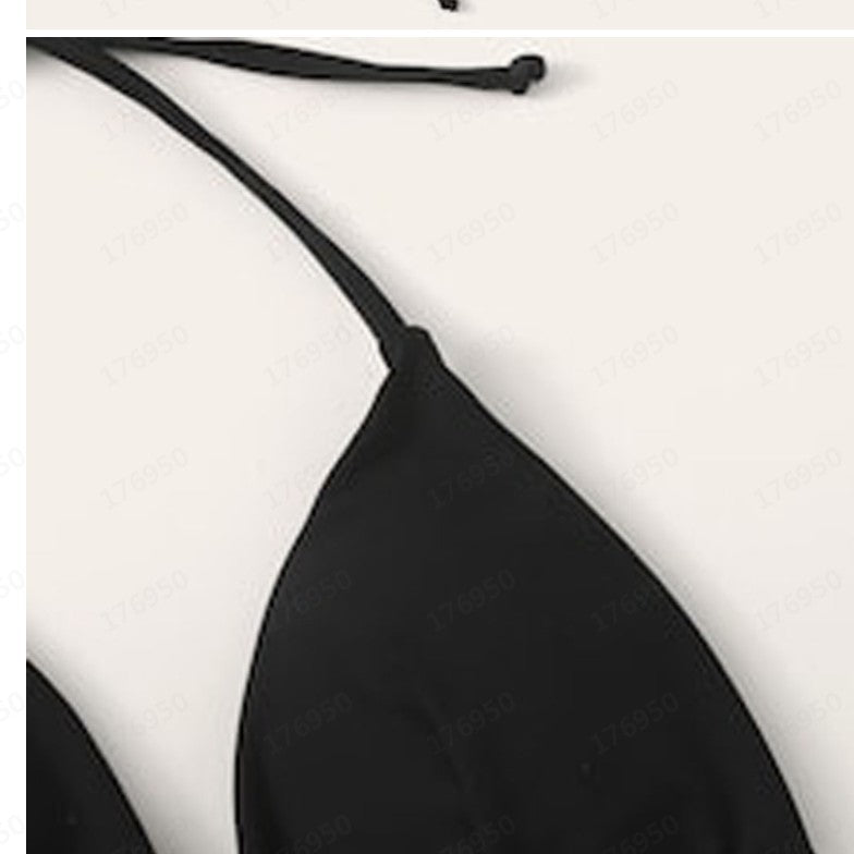 Women's Summer Bikini Crop Top – Solid Halter Neck Bandage Style Swimwear for Beachwear & Poolside