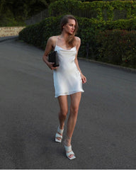 Pure Color Dress  French High-end Straps Small Design Niche