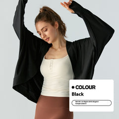 Casual Laid-back Style New Shawl Cardigan Long Sleeve Coat - Black / Free Size - Hat