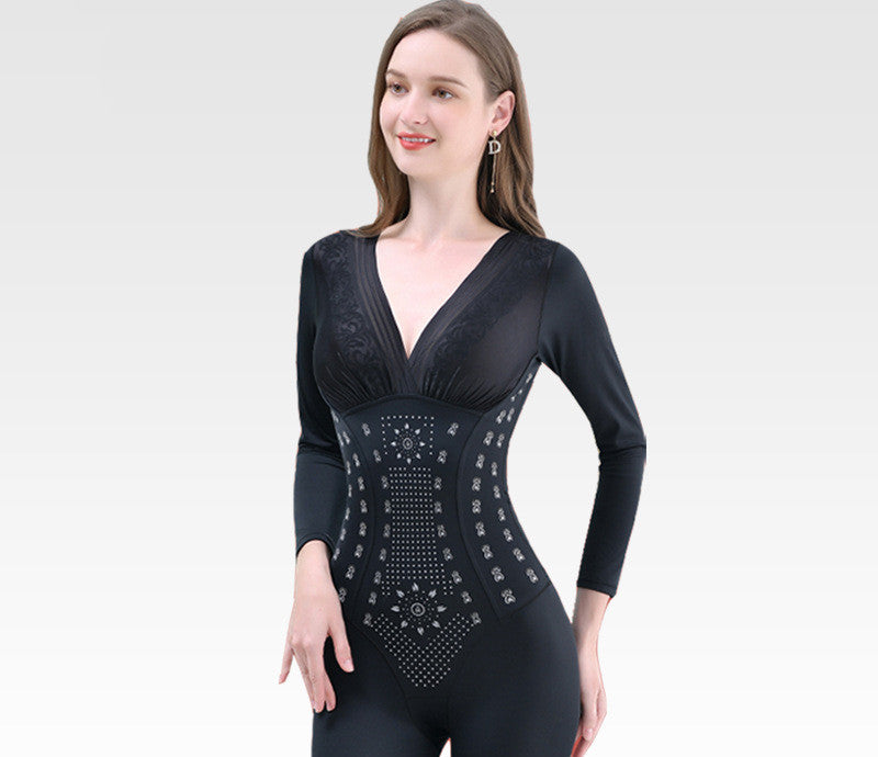 Women's Full Body Long Sleeve Trousers Caffeine Body Shaper