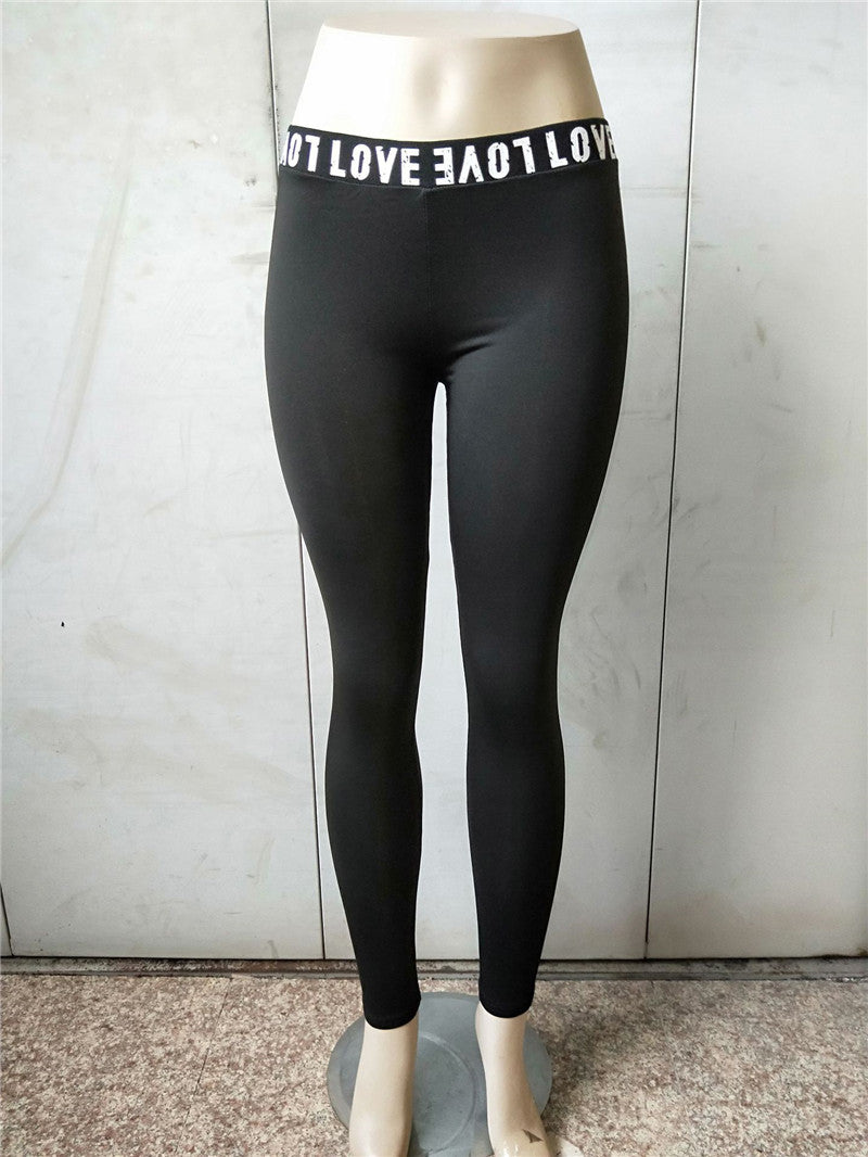 LOVE Elastic Waist Basic Yoga Pants