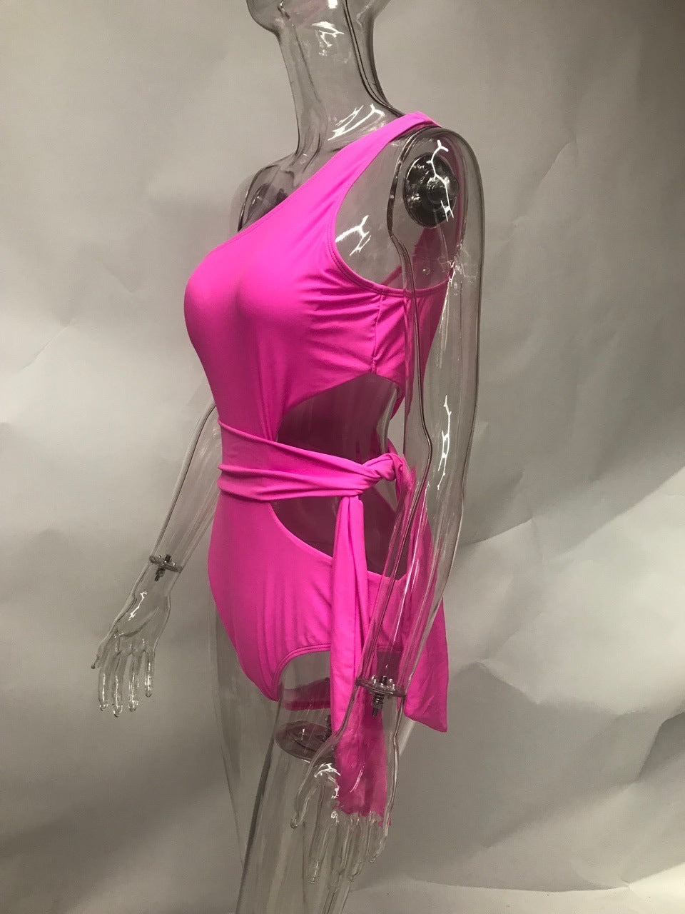 Women's One-Shoulder Abdominal  Waist One-Piece Swimsuit