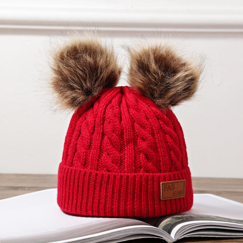 New children’s autumn and winter hat and scarf set - Red / Hat - Hat