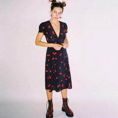 Summer New Women's Cherry Print Dress