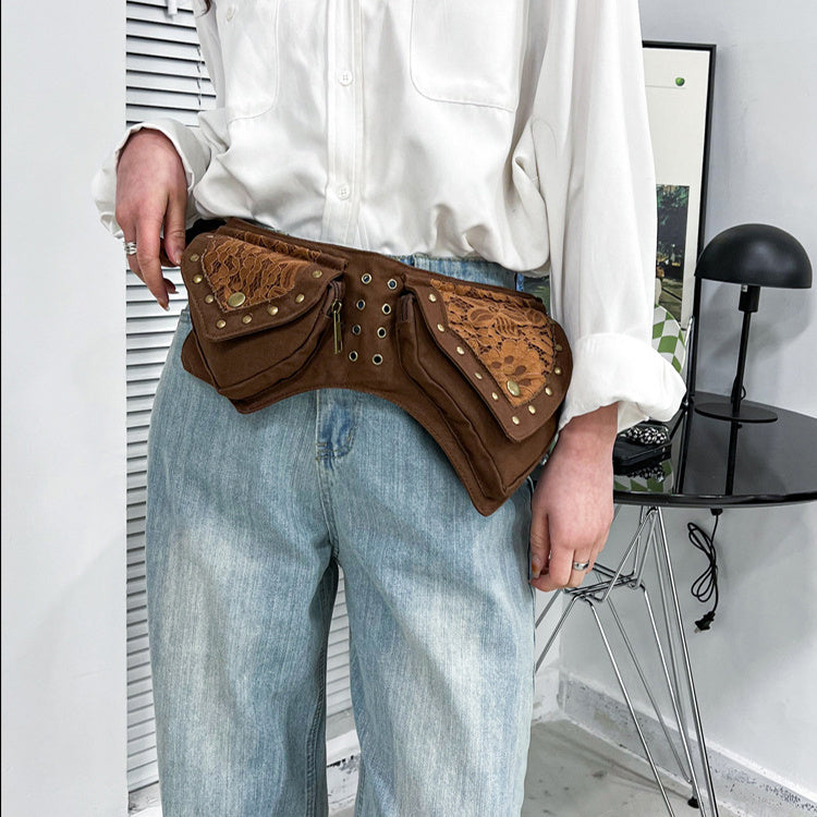 Vintage Waist Chest Bags Women Crossbody Bag Waistpack Outdoor Mobile Storage - Clothing