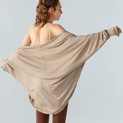 Casual Laid-back Style New Shawl Cardigan Long Sleeve Coat - Hat