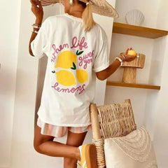 Women's Loose Printed Casual Short Sleeve