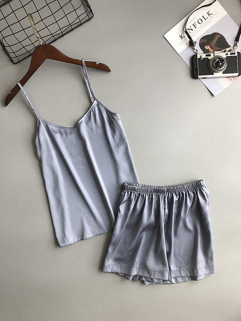 Plain Short Silky Pajama Set