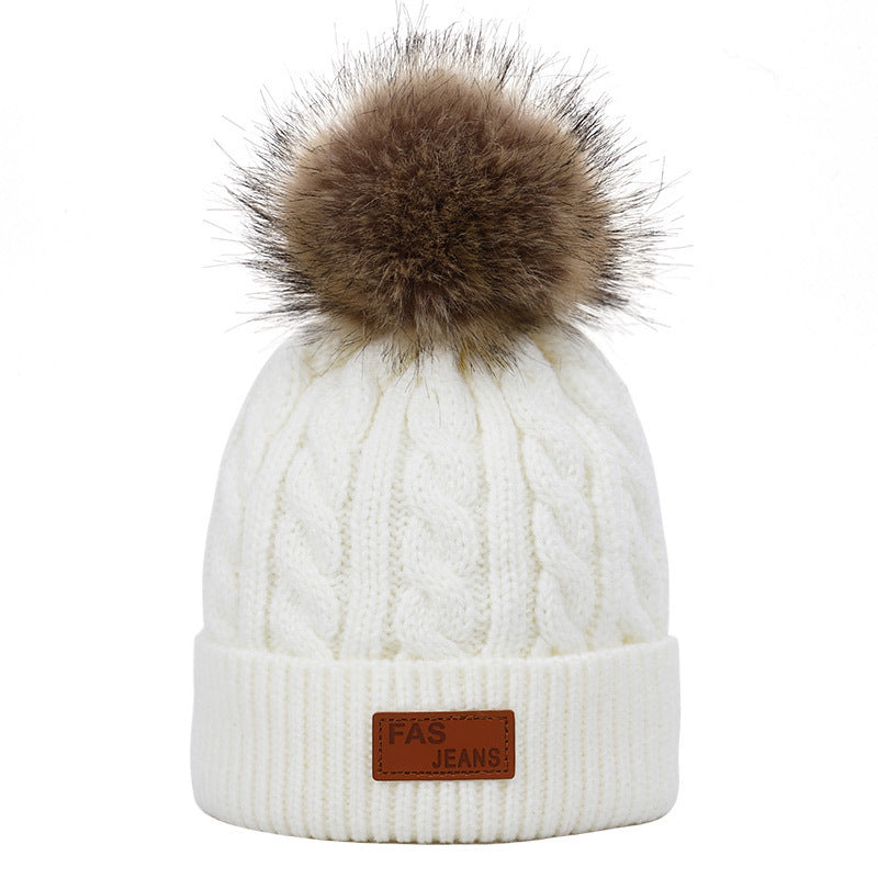 New children’s autumn and winter hat and scarf set - White / C - Hat