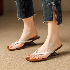 Simple Color Matching Wedge Flip-flops Female Summer