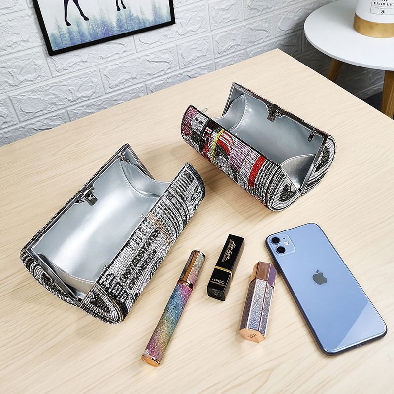 Crystal Diamond Painting Evening Clutch Bags for Women Round Money Bag - Clothing