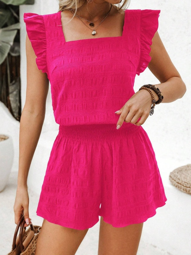 Summer Casual Square Neck Women's Suit