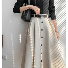 Women's Versatile High-waisted Crotch-covering Thin A-line Umbrella Skirt