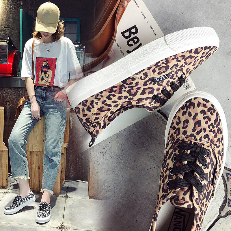New Leopard Print Canvas Shoes Women's Casual Sports Shoes